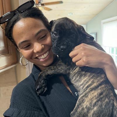 Dog sitter with cute dog. 